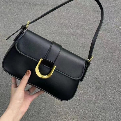 IELGY handbag women's high-end texture baguette retro horseshoe buckle fashion temperament all-match shoulder bag