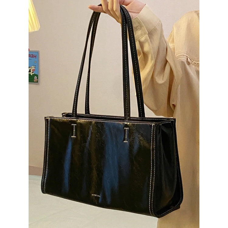 Ielgy Large-Capacity Shoulder Bag Tote Bag All-Match Female Bag Trendy Casual Commuter Big Bag