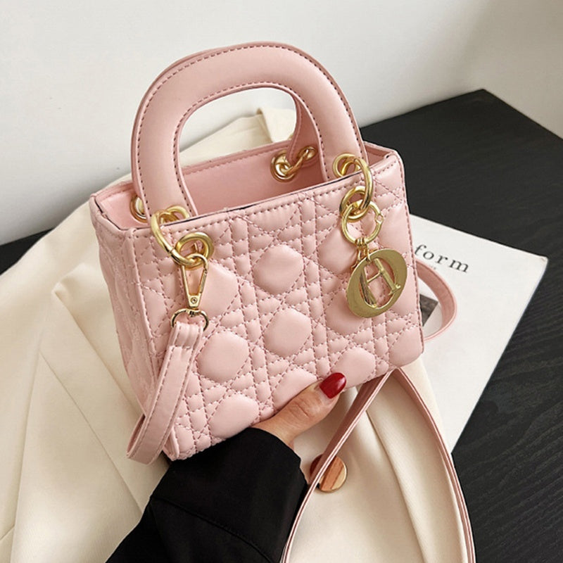 IELGY Popular Rhombic Handbag Women's Solid Color Shoulder Messenger Bag Small Square Bag