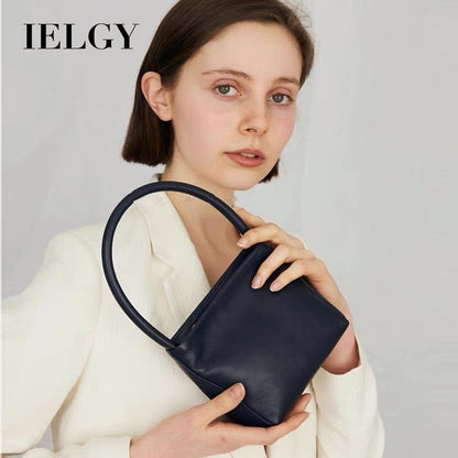 Ielgy Retro Armpit Order Shoulder Portable Granny Bag Fashionable All-Match Oil Wax Leather Female Bag Square Bag