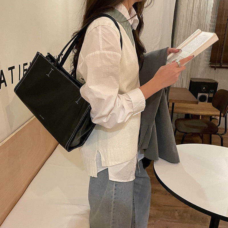Ielgy Large-Capacity Shoulder Bag Tote Bag All-Match Female Bag Trendy Casual Commuter Big Bag
