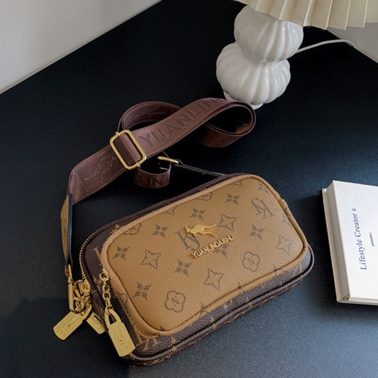 IELGY Messenger Bag Women's High-end Retro Horizontal Square Printed Shoulder Bag