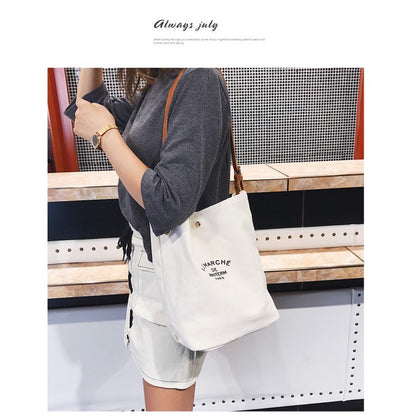 Ielgy Printed Messenger Bag Letter Printed Commuter Shoulder Fashion Bag Casual Shopping Child-Mother Canvas Bag Female Trendy