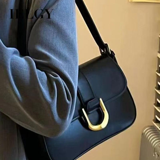 IELGY handbag women's high-end texture baguette retro horseshoe buckle fashion temperament all-match shoulder bag