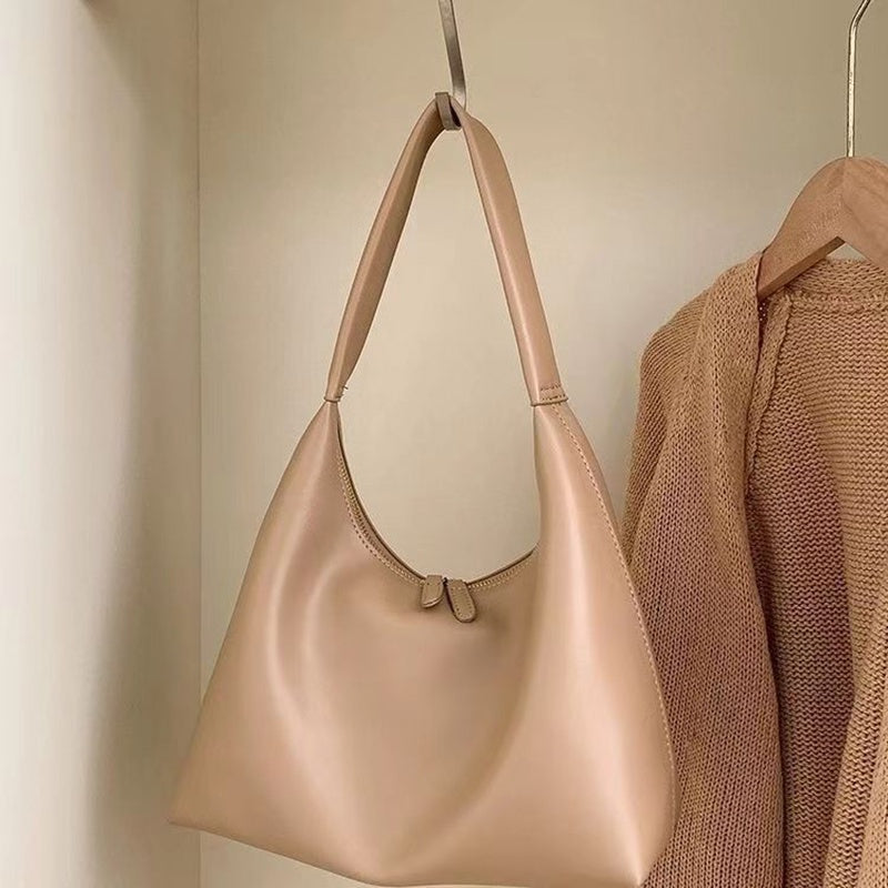 IELGY handbag women's milk tea color gentle wind Korean style simple and versatile soft leather dumpling bag