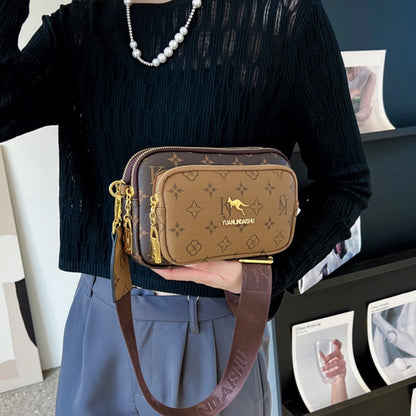 IELGY Messenger Bag Women's High-end Retro Horizontal Square Printed Shoulder Bag