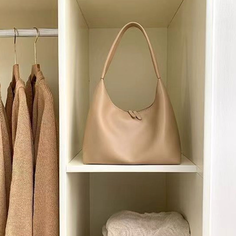 IELGY handbag women's milk tea color gentle wind Korean style simple and versatile soft leather dumpling bag