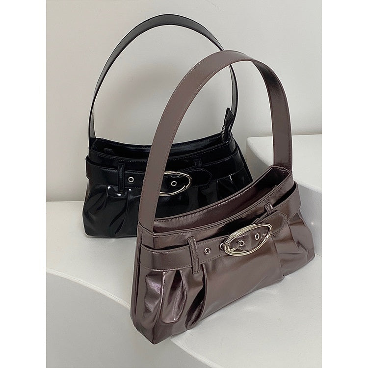 IELGY Women's Bag Silver Distinctive Pleated Shoulder Underarm Bag Y2K Hot Girl All-match Commuter Handbag