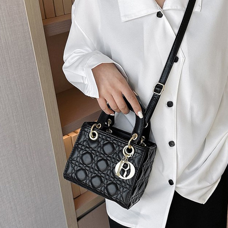 IELGY Popular Rhombic Handbag Women's Solid Color Shoulder Messenger Bag Small Square Bag