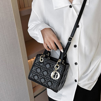 IELGY Popular Rhombic Handbag Women's Solid Color Shoulder Messenger Bag Small Square Bag