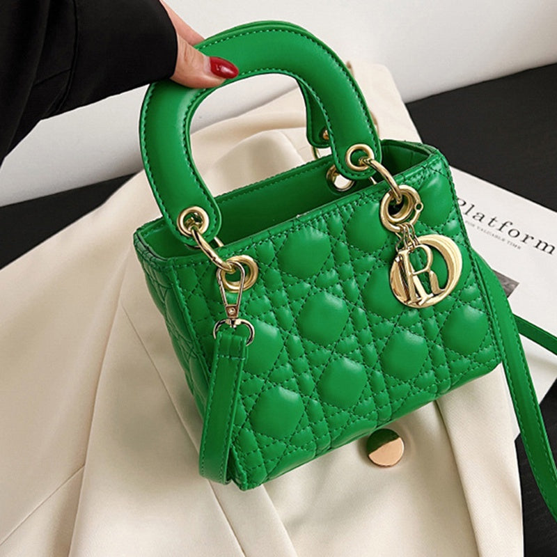 IELGY Popular Rhombic Handbag Women's Solid Color Shoulder Messenger Bag Small Square Bag