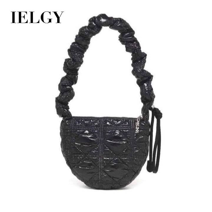 Ielgy Pleated Nylon Cloud Bag Female Niche Lightweight Bubble Dumpling Bag Fashion One-Shoulder Messenger Small Bag Female