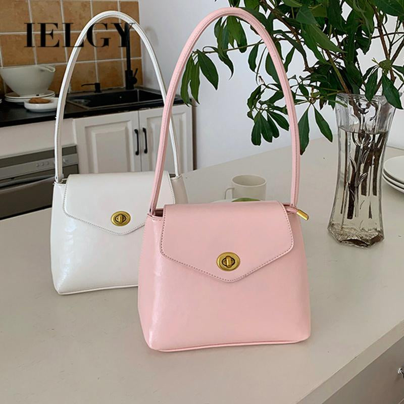 IELGY handbag female korean niche pink sweet all-match armpit texture bucket bag