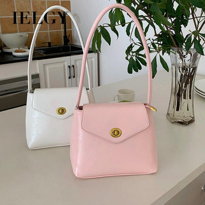 IELGY handbag female korean niche pink sweet all-match armpit texture bucket bag