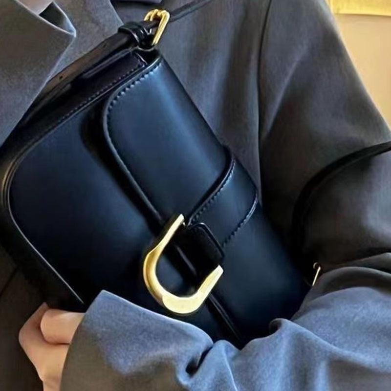 IELGY handbag women's high-end texture baguette retro horseshoe buckle fashion temperament all-match shoulder bag