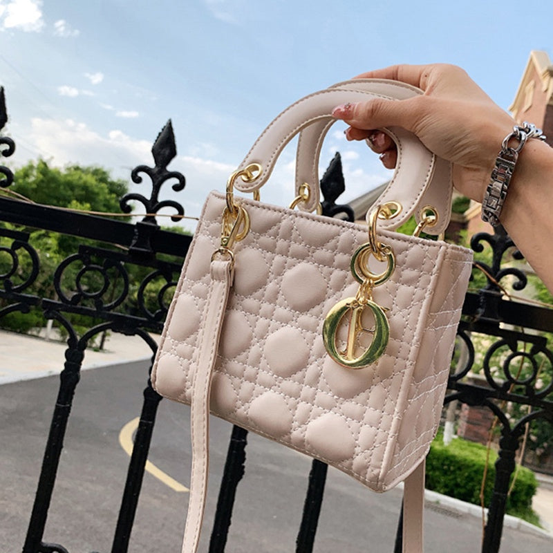 IELGY Popular Rhombic Handbag Women's Solid Color Shoulder Messenger Bag Small Square Bag