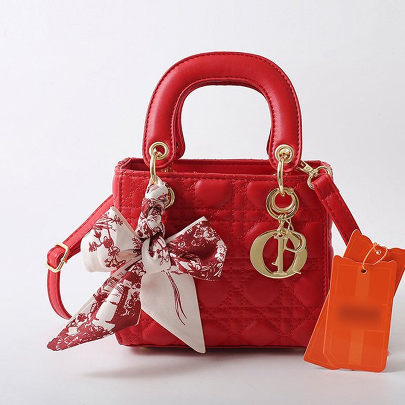 IELGY Popular Rhombic Handbag Women's Solid Color Shoulder Messenger Bag Small Square Bag