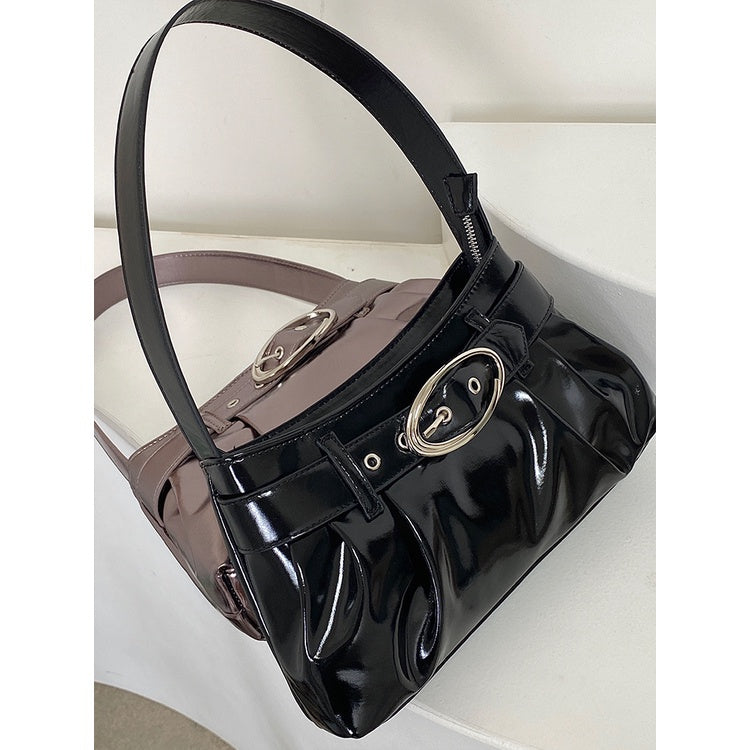 IELGY Women's Bag Silver Distinctive Pleated Shoulder Underarm Bag Y2K Hot Girl All-match Commuter Handbag