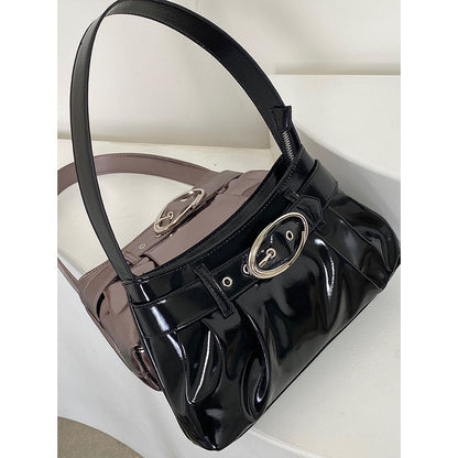 IELGY Women's Bag Silver Distinctive Pleated Shoulder Underarm Bag Y2K Hot Girl All-match Commuter Handbag