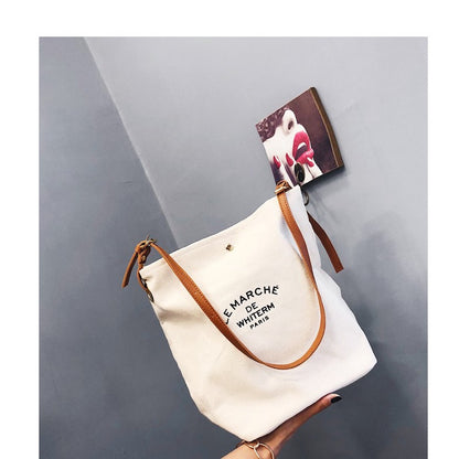Ielgy Printed Messenger Bag Letter Printed Commuter Shoulder Fashion Bag Casual Shopping Child-Mother Canvas Bag Female Trendy