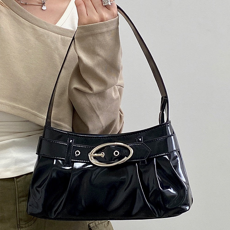 IELGY Women's Bag Silver Distinctive Pleated Shoulder Underarm Bag Y2K Hot Girl All-match Commuter Handbag