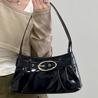 IELGY Women's Bag Silver Distinctive Pleated Shoulder Underarm Bag Y2K Hot Girl All-match Commuter Handbag