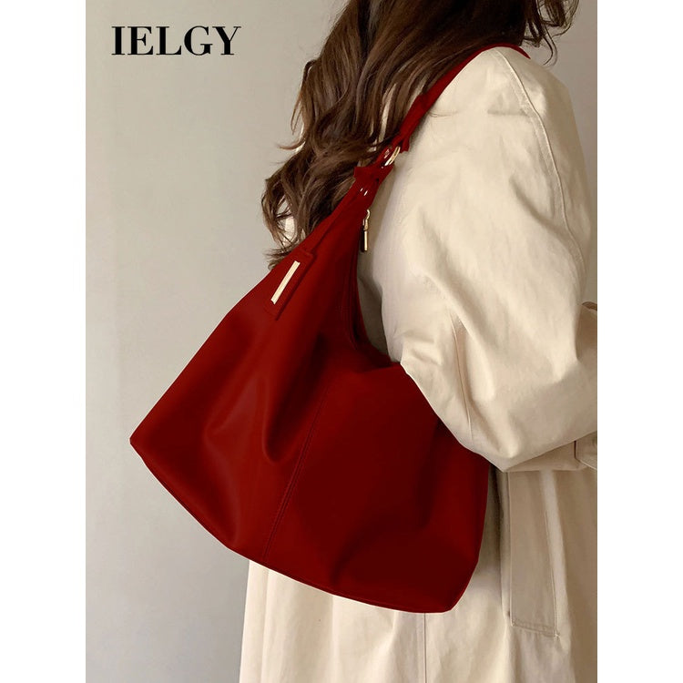Ielgy Ladies Retro Large Capacity Tote Bag Red Wedding Bag