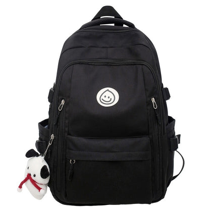 Ielgy Female College Student Large-Capacity Backpack Korean Version Simple Preppy Style Middle School Student Backpack (without Pendant