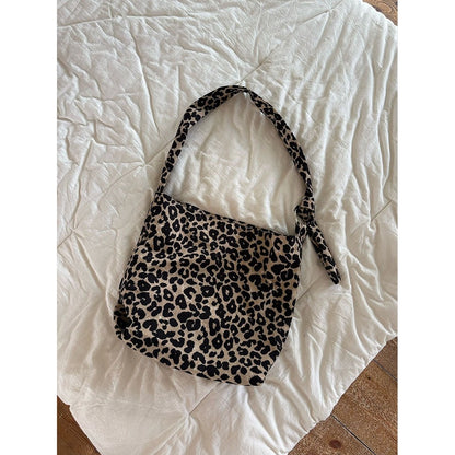 IELGY Lazy Leopard Print One-Shoulder Cross-Body Large-Capacity Tote Bag