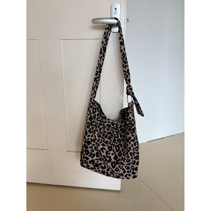IELGY Lazy Leopard Print One-Shoulder Cross-Body Large-Capacity Tote Bag