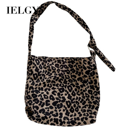 IELGY Lazy Leopard Print One-Shoulder Cross-Body Large-Capacity Tote Bag
