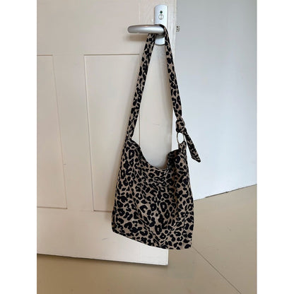 IELGY Lazy Leopard Print One-Shoulder Cross-Body Large-Capacity Tote Bag