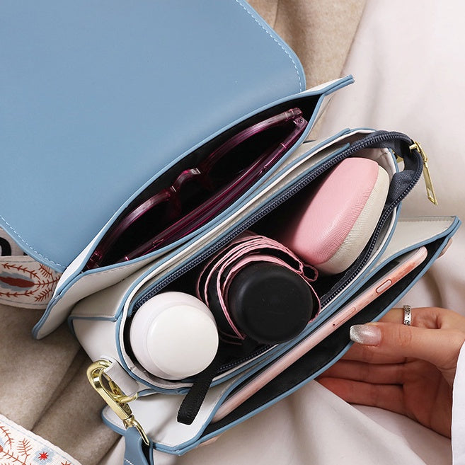 Ielgy Ladies Wide Shoulder Strap Fashion Female Bag Texture Small Square Bag