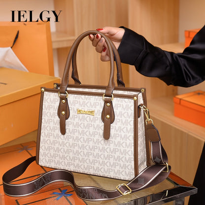 Ielgy Ladies Printed Shoulder Handbag All-Match Large-Capacity Retro Casual Bag