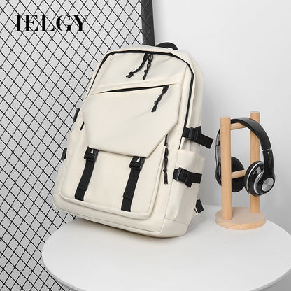 Ielgy Ladies White Backpack Simple Couple Fashion Large Capacity School Bag