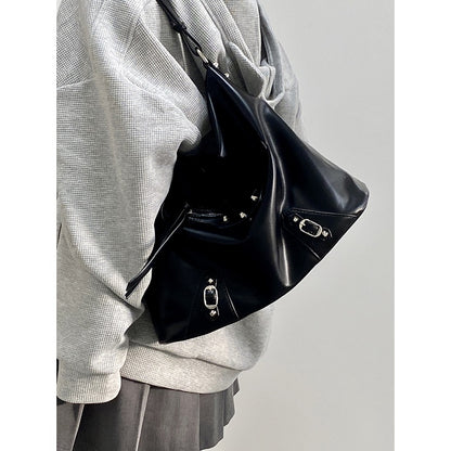 Ielgy Ladies Large-Capacity Motorcycle Bag Cool Shoulder Diagonal Portable Commuter Bag