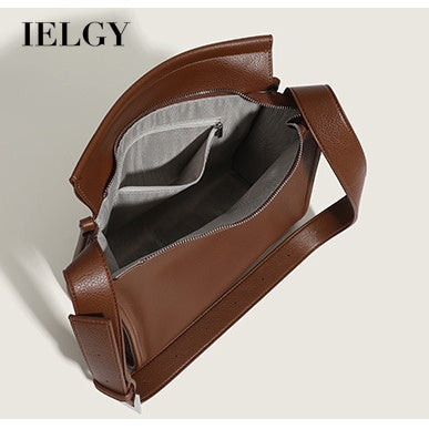 Ielgy Ladies Retro Large-Capacity Commuter Underarm Bag Simple Solid Color Soft Surface Small Square Bag Shoulder Messen