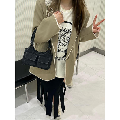 Ielgy Ladies Retro Denim Blue Shoulder Underarm Bag Portable