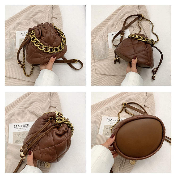Ielgy Ladies Simple Casual Mini Chain Bucket Bag Design Crossbody