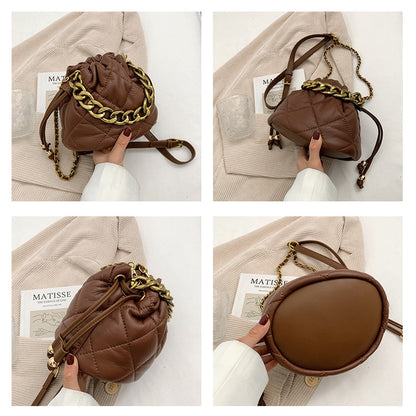 Ielgy Ladies Simple Casual Mini Chain Bucket Bag Design Crossbody