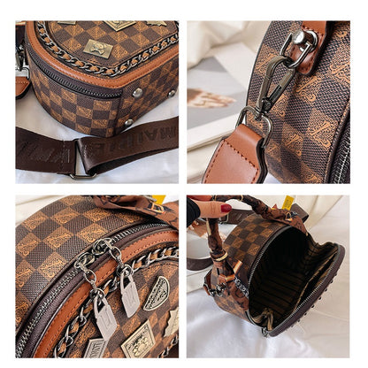 Ielgy Fashion Ladies Handbag Shoulder Crossbody Round Cake Bag (with Silk Scarf)