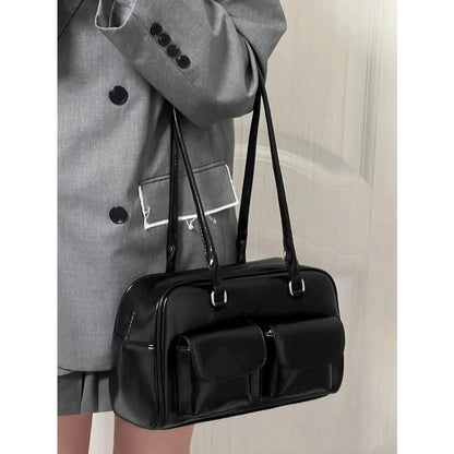 Ielgy Korean Version Ladies Retro Preppy Style One-Shoulder Portable Large-Capacity Casual College Students Class