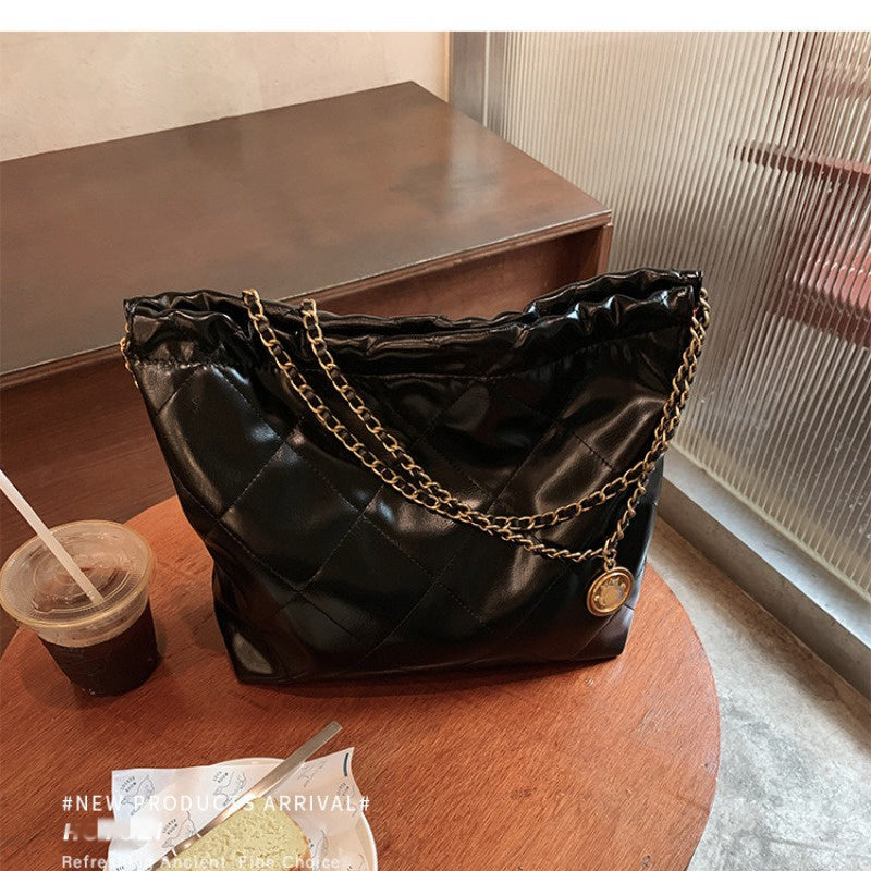 Ielgy High-End Diamond Checked Cross-Body Bag Large Capacity Chain Ladies Shoulder Bag