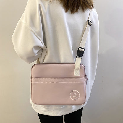 Ielgy Embroidered Smiley Face Shockproof Water-Repellent Liner Bag ipad Computer Protective Case Shoulder Messenger Compu