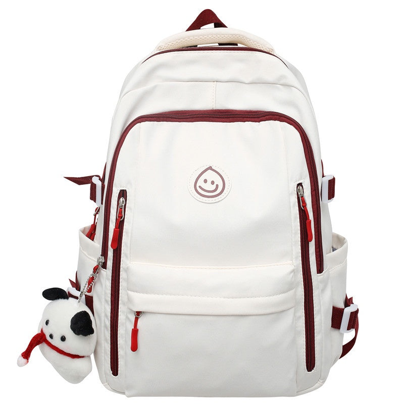 Ielgy Female College Student Large-Capacity Backpack Korean Version Simple Preppy Style Middle School Student Backpack (without Pendant