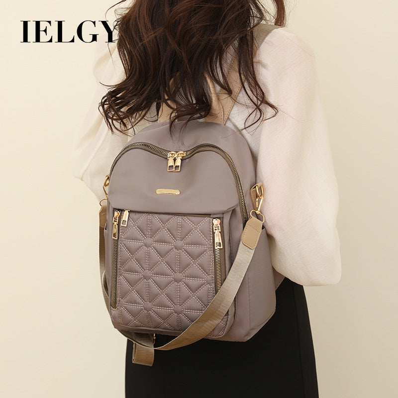 Ielgy Ladies Diamond Embroidered Thread Backpack Korean Version All-Match Large-Capacity Water-Re