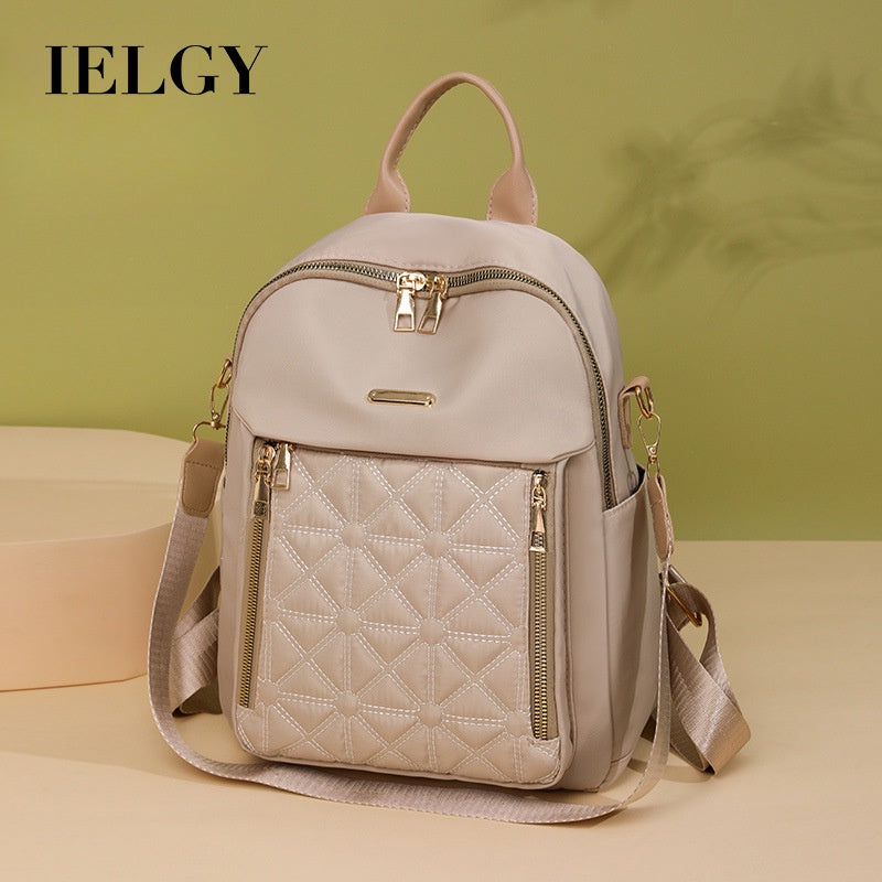 Ielgy Ladies Diamond Embroidered Thread Backpack Korean Version All-Match Large-Capacity Water-Re