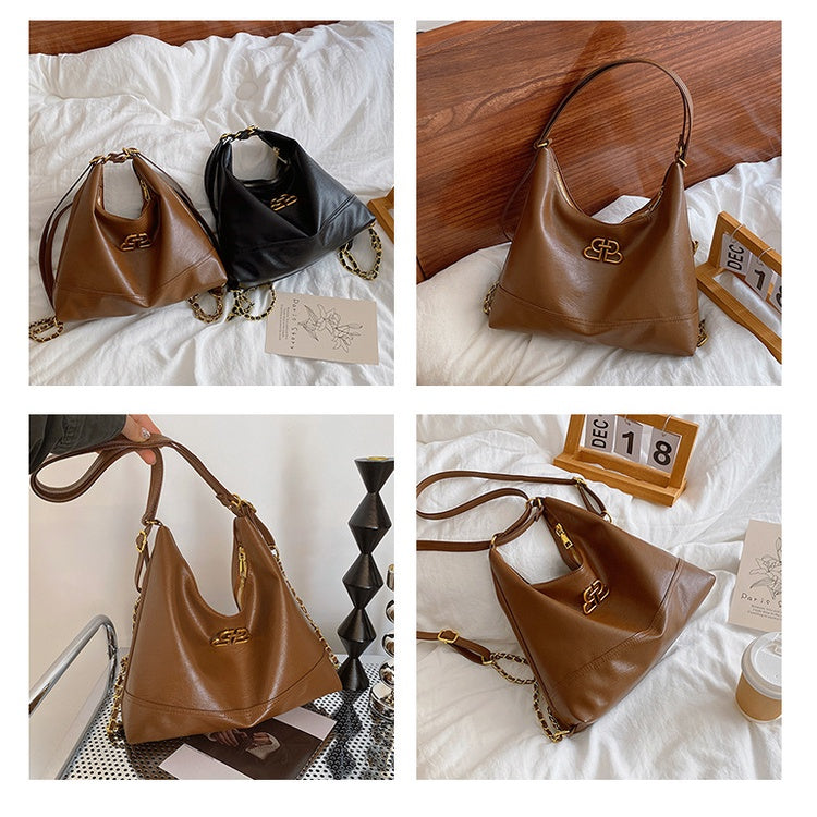 Ielgy Ladies Tote Bag One-Shoulder High-End Sense Cross-Body Niche Design Sense Large-Capacity Female