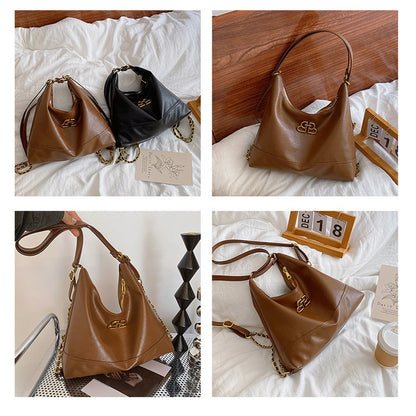 Ielgy Ladies Tote Bag One-Shoulder High-End Sense Cross-Body Niche Design Sense Large-Capacity Female