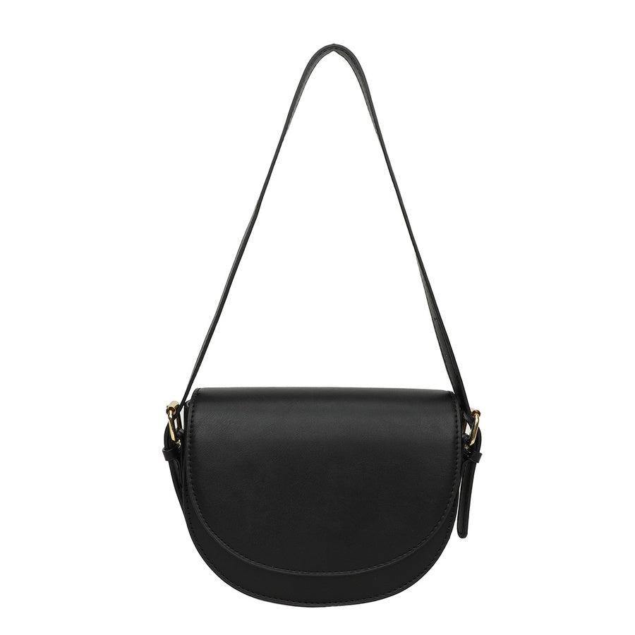 Ielgy Ladies Solid Color Multi-Layered Large Capacity Saddle Bag Shoulder Messenger Bag